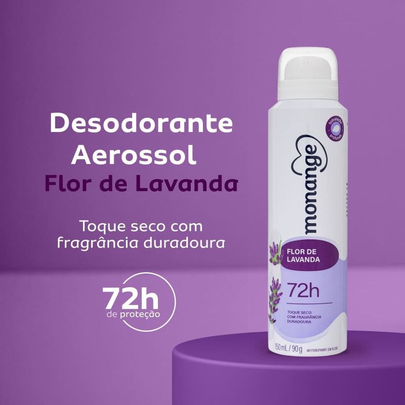 Desodorante Antitranspirante Aerossol Feminino 150ml Flor de Lavanda Monange