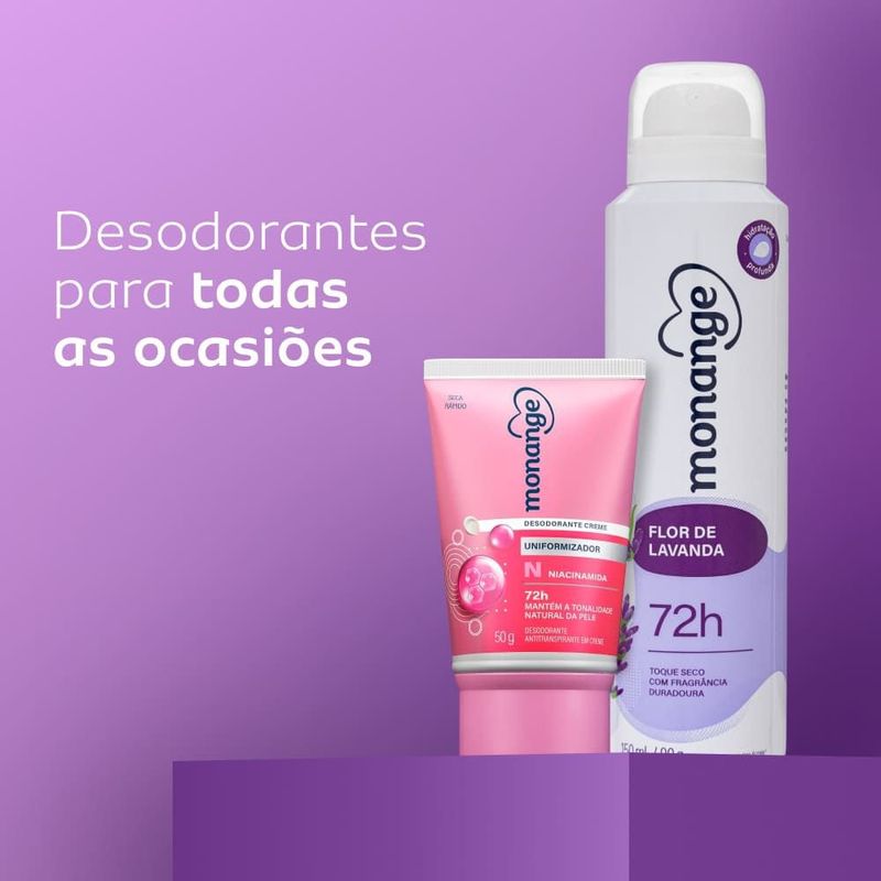 Desodorante Antitranspirante Aerossol Feminino 150ml Flor de Lavanda Monange