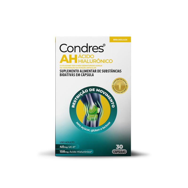 Condres AH Colágeno Tipo II 40mg + Ácido Hialurônico 30 Cápsulas