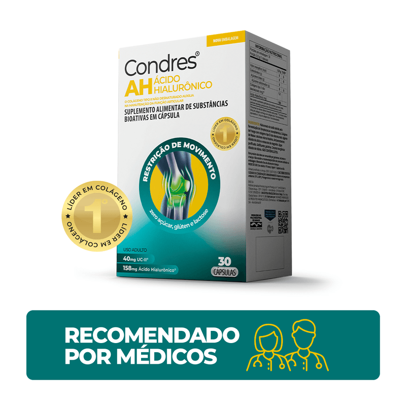 Condres AH Colágeno Tipo II 40mg + Ácido Hialurônico 30 Cápsulas
