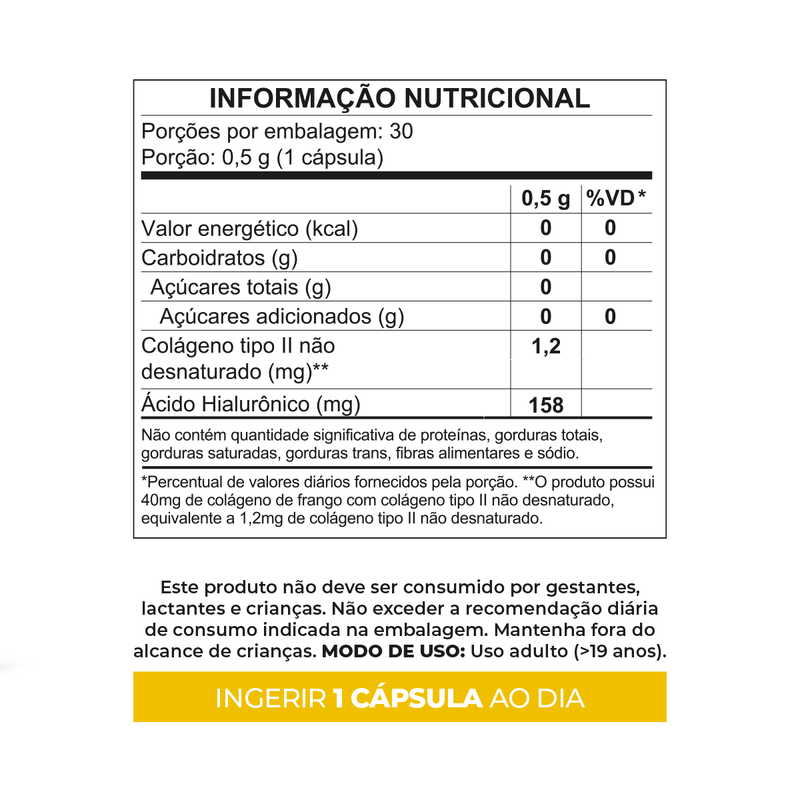 Condres AH Colágeno Tipo II 40mg + Ácido Hialurônico 30 Cápsulas