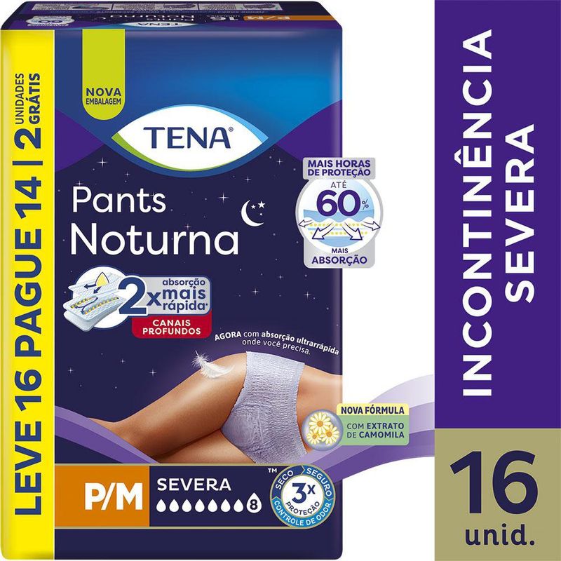 Roupa íntima Tena Pants Noturna P/M Leve 16 Pague 14 unidades