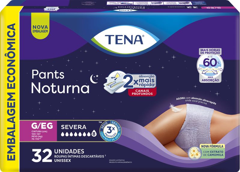 Roupa Íntima Tena Pants Noturna G/EG Leve 32 Pague 28 Unidades