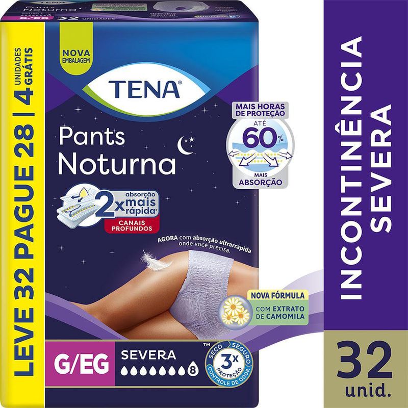 Roupa Íntima Tena Pants Noturna G/EG Leve 32 Pague 28 Unidades