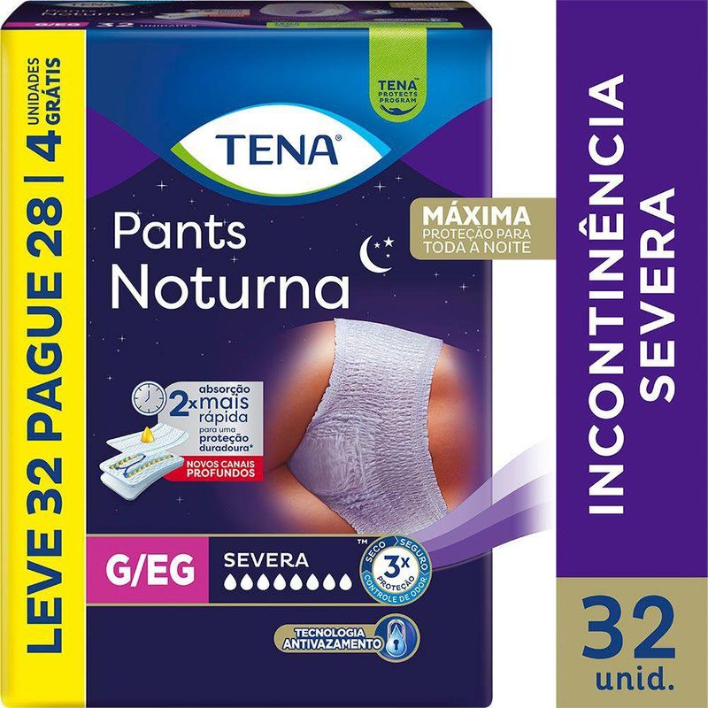 Roupa Íntima Tena Pants Noturna G/EG Leve 32 Pague 28 Unidades