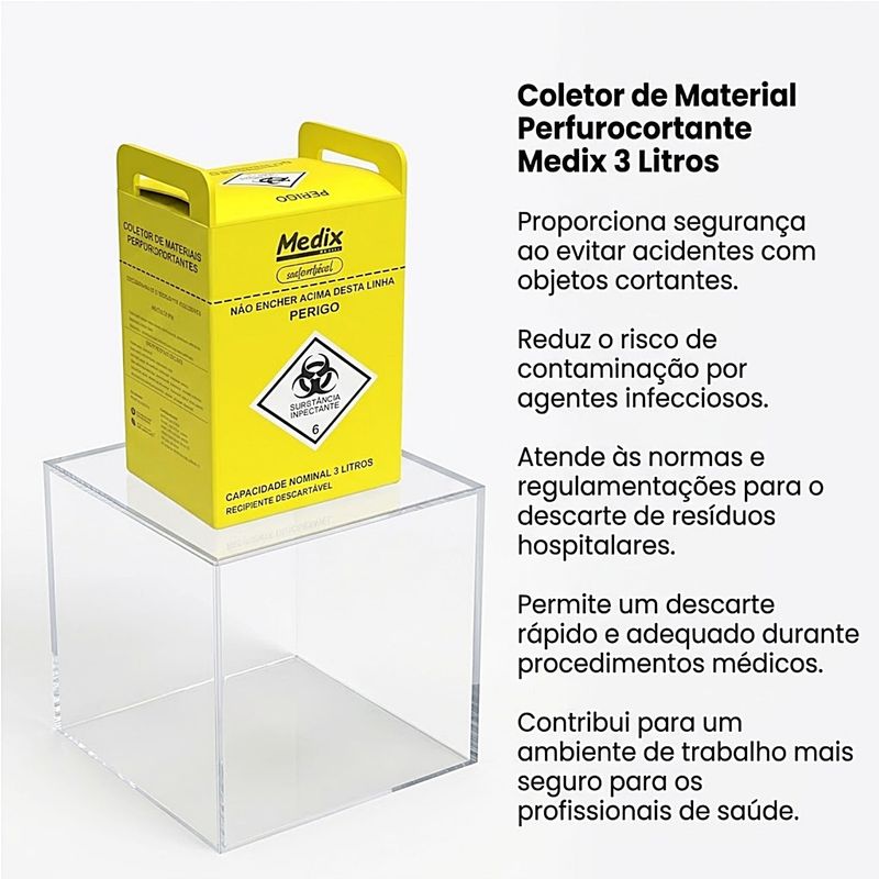 Coletor de Material Perfurocortante Medix 3 Litros - unidade