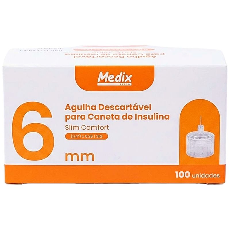 Agulha para Caneta de Insulina Slim Comfort 6mm 100 unidades