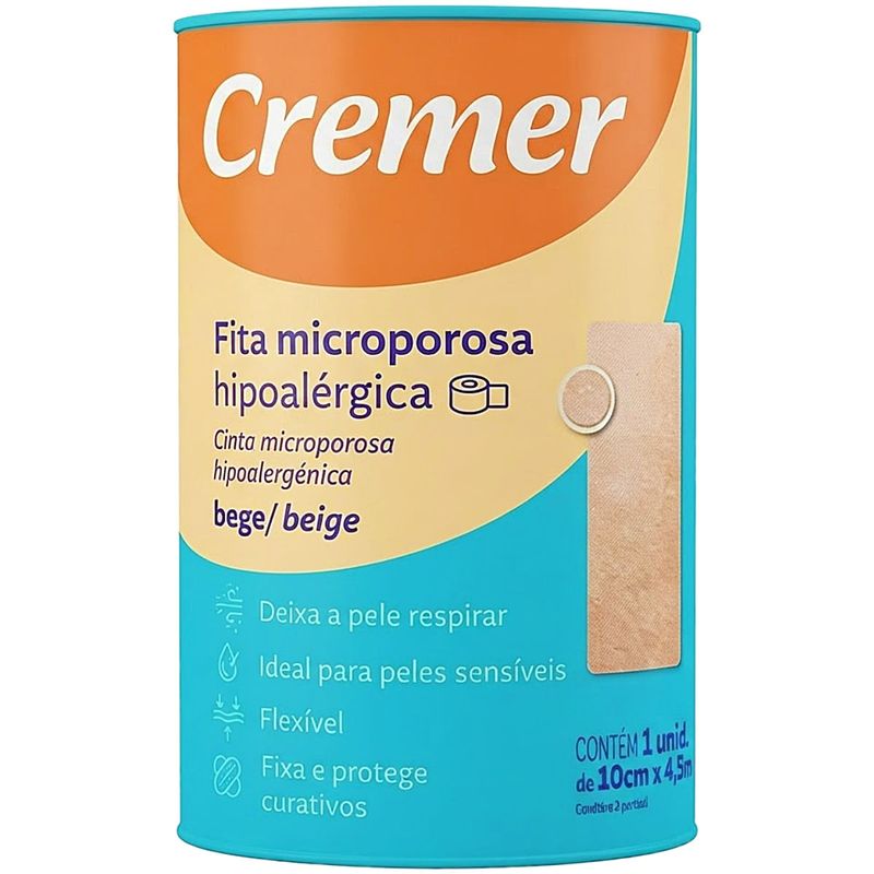 Fita Microporosa Cremer Bege 10cmx45m - unidade