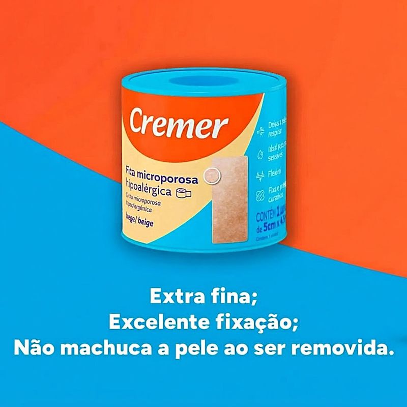 Fita Microporosa Cremer Bege 5cmx45m - unidade