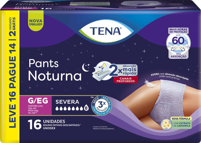 Roupa íntima Tena Pants Noturna G/EG Leve 16 Pague 14 unidades