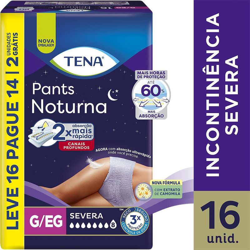 Roupa íntima Tena Pants Noturna G/EG Leve 16 Pague 14 unidades