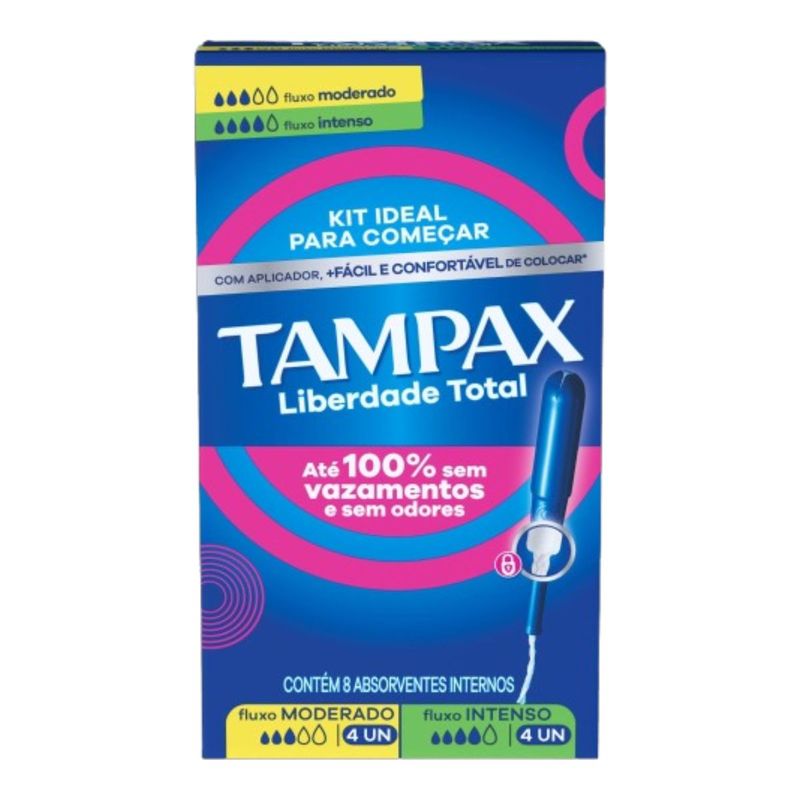 Absorvente Interno Tampax Liberdade Total 8 Unidades