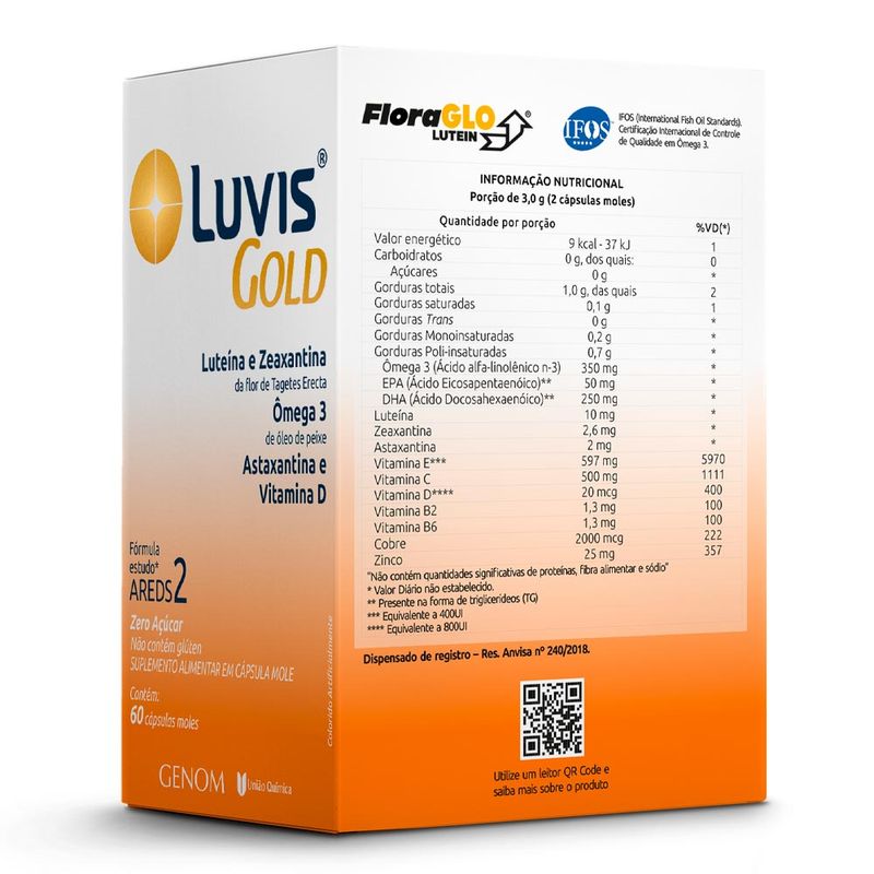 Luvis Gold Suplemento Alimentar Genom 60 Cápsulas 3