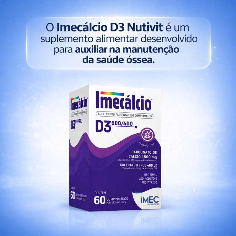 Imecálcio Cálcio D3 600/400mg 60 Comprimidos Nutivit