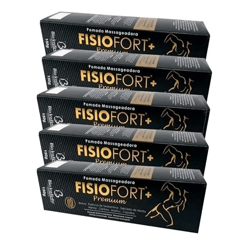 Kit C/5 Pomada Fisiofort+ Premium 150g Bio Instinto Relaxamento e Alívio Muscular