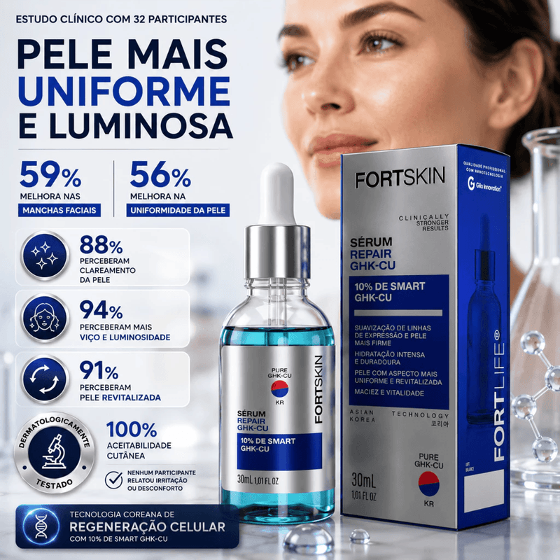 Kit 2x FortSkin GHK-CU 10% Smart Sérum Repair 30ml FortLife