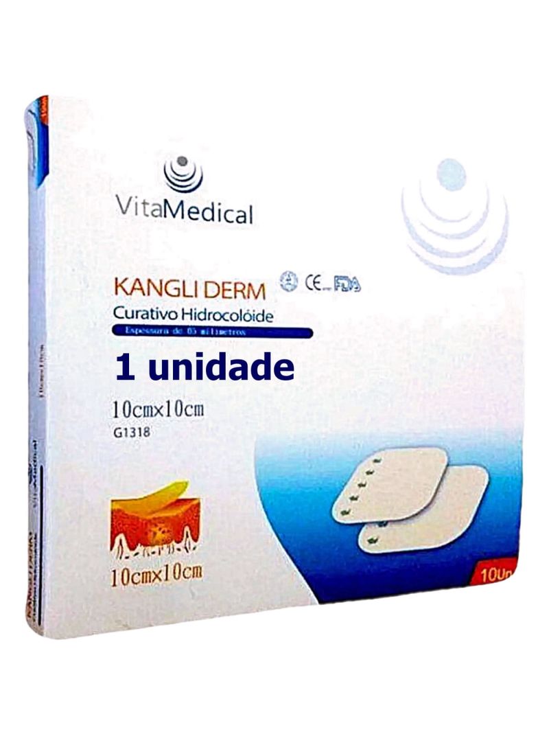 Curativo Hidrocoloide Kangli Derm Extrafino Vita Medical - 10 x 10 cm - Unidade