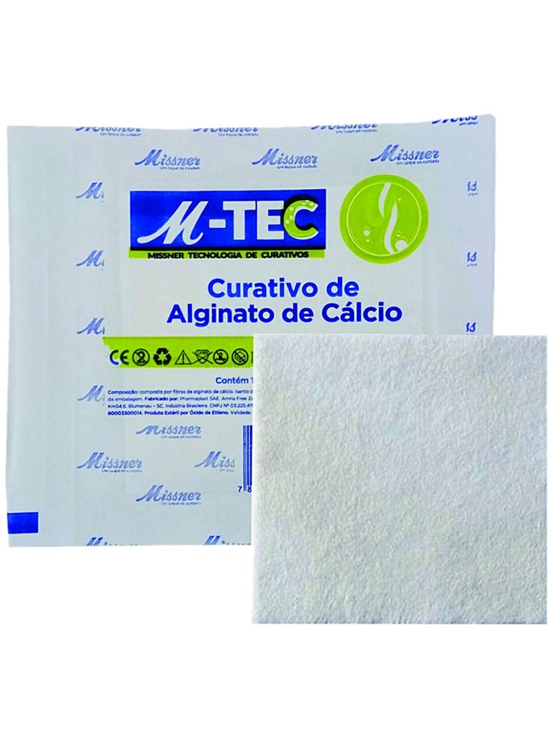 Curativo de Alginato de Cálcio M-TEC Missner - 10cm x10cm - unidade