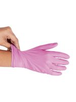 Luva Nitrílica Descartável Descarpack - Rosa - Tamanho M - 100 Unidades