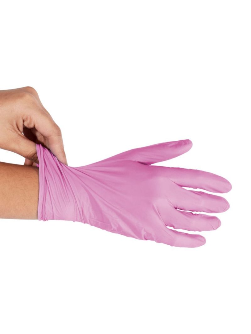 Luva Nitrílica Descartável Descarpack - Rosa - Tamanho M - 100 Unidades