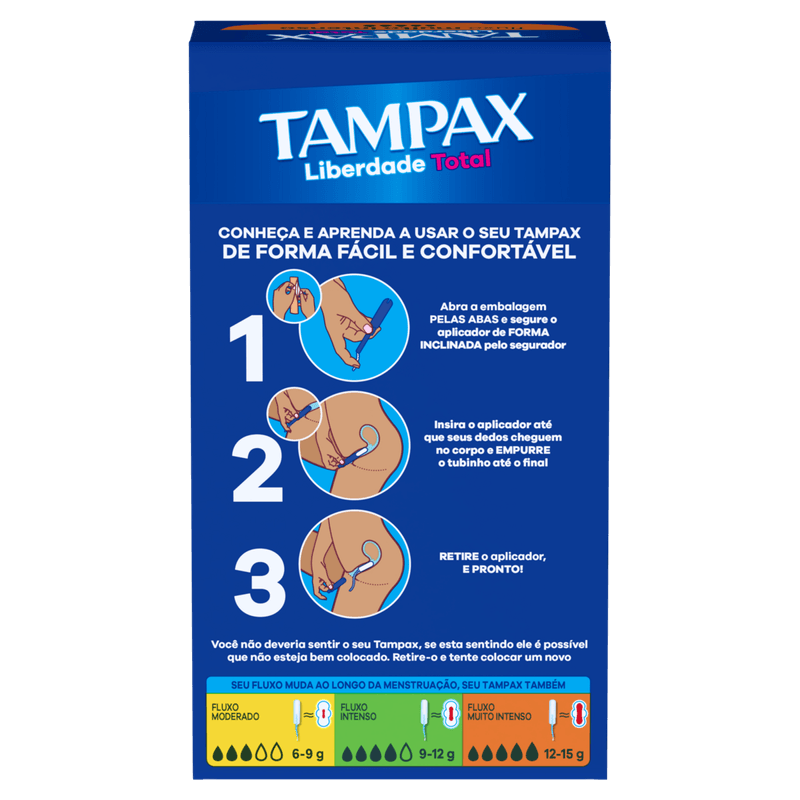 Absorvente Interno Tampax Liberdade Total Muito Intenso 8 Unidades