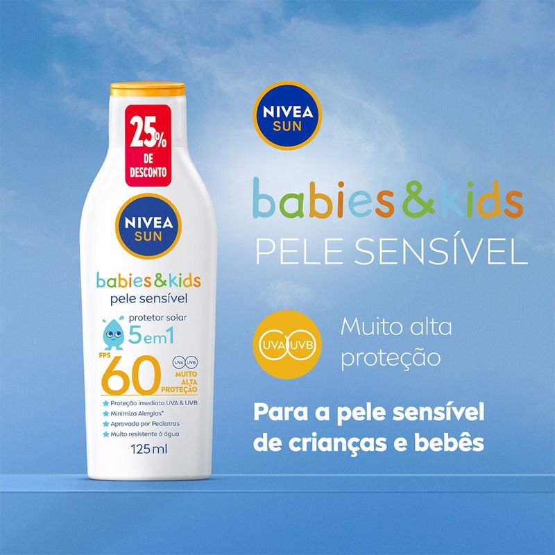 Protetor Solar Infantil Nivea Sun Babies & Kids Pele Sensível Fps60 125ml 3