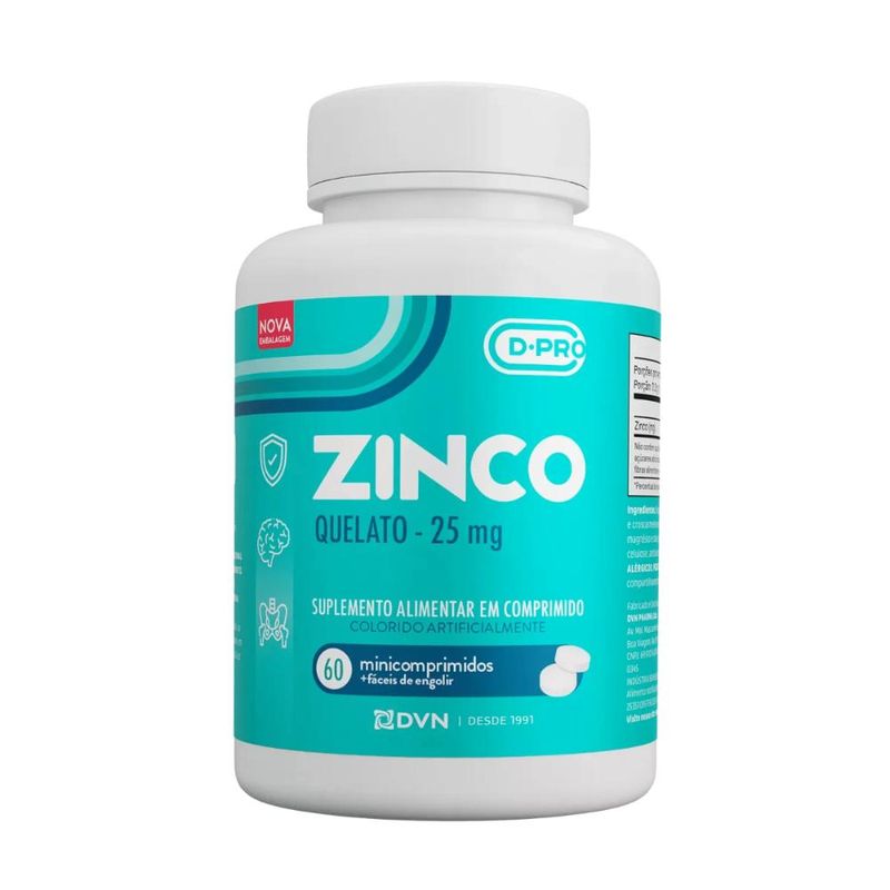 Zinco Quelato 25mg com 60 Unidades - DPRO