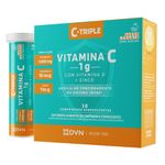 Vitamina C 1g+Vit D+Zinco Efervescente 30 comprimidos - C-Triple
