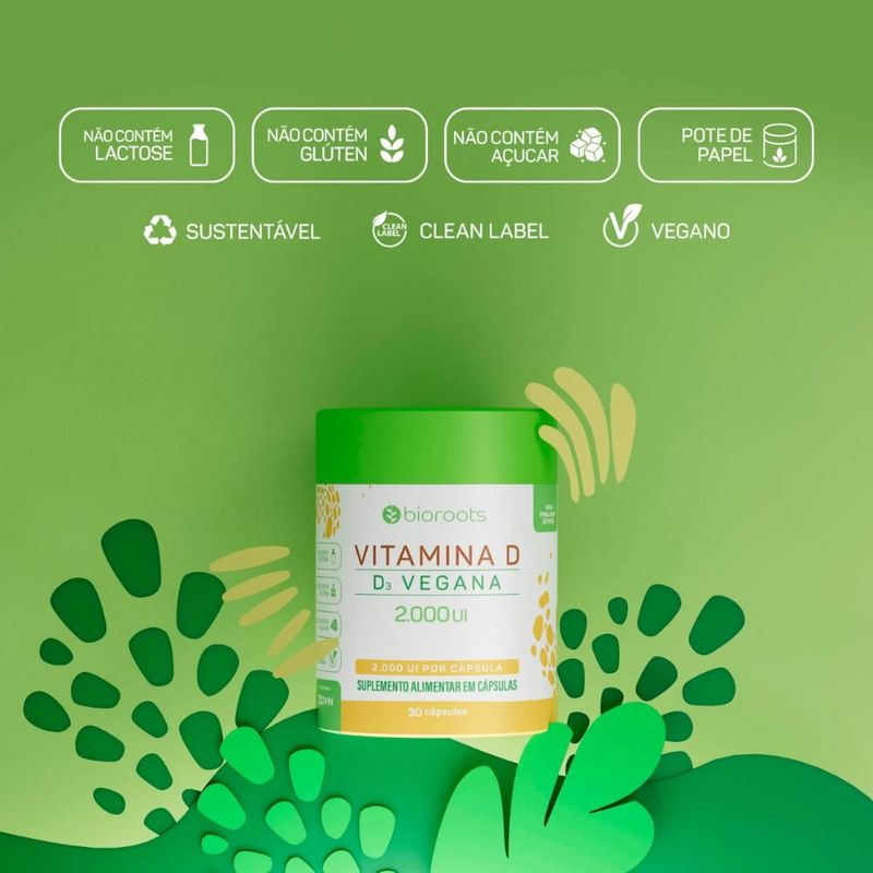 Vitamina D 2000UI com 30 Cápsulas - Bioroots