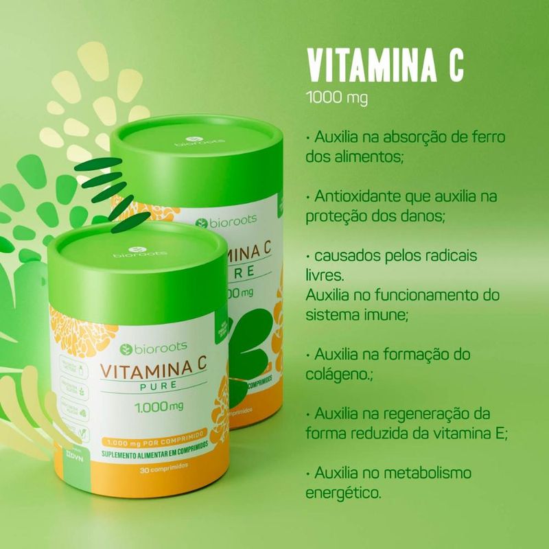 Vitamina C Vegan com 30 Unidades - Bioroots