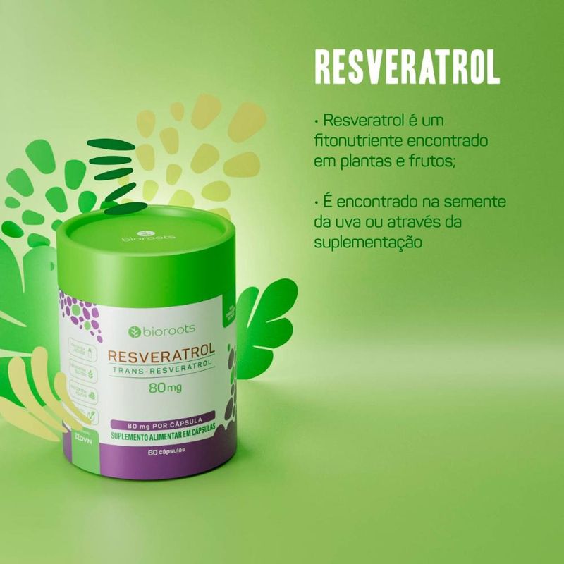 Resveratrol Grape Extract 80mg com 60 Cápsulas - Bioroots