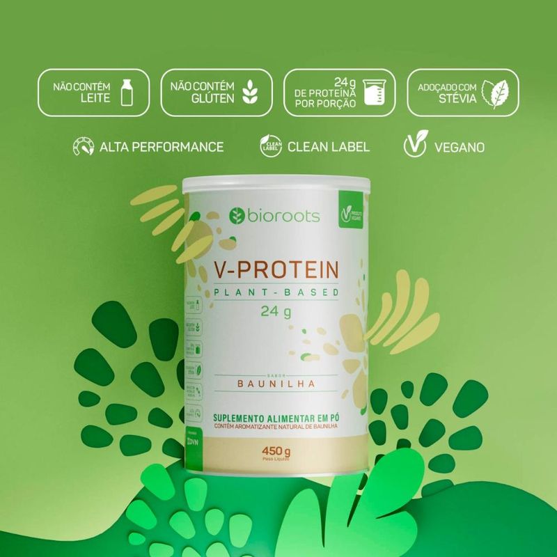 Proteína V-protein Plant Based Baunilha 450g Bioroots