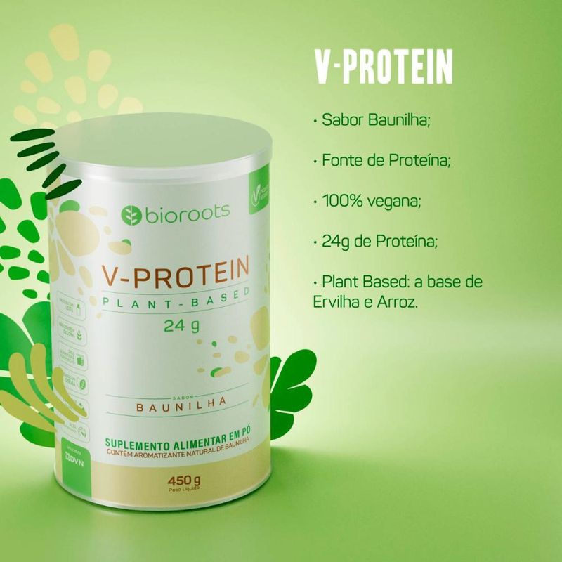 Proteína V-protein Plant Based Baunilha 450g Bioroots