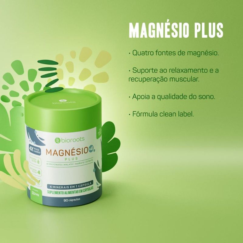 Magnésio Plus 4x Com 90 Cápsulas - Bioroots