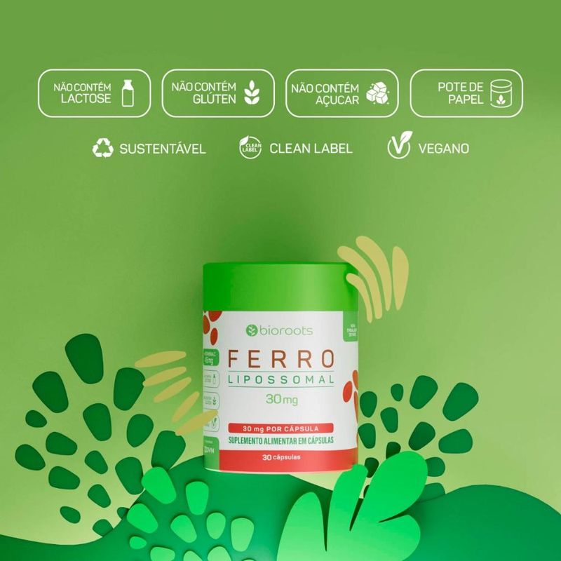 Ferro 30mg com 30 cápsulas - Bioroots