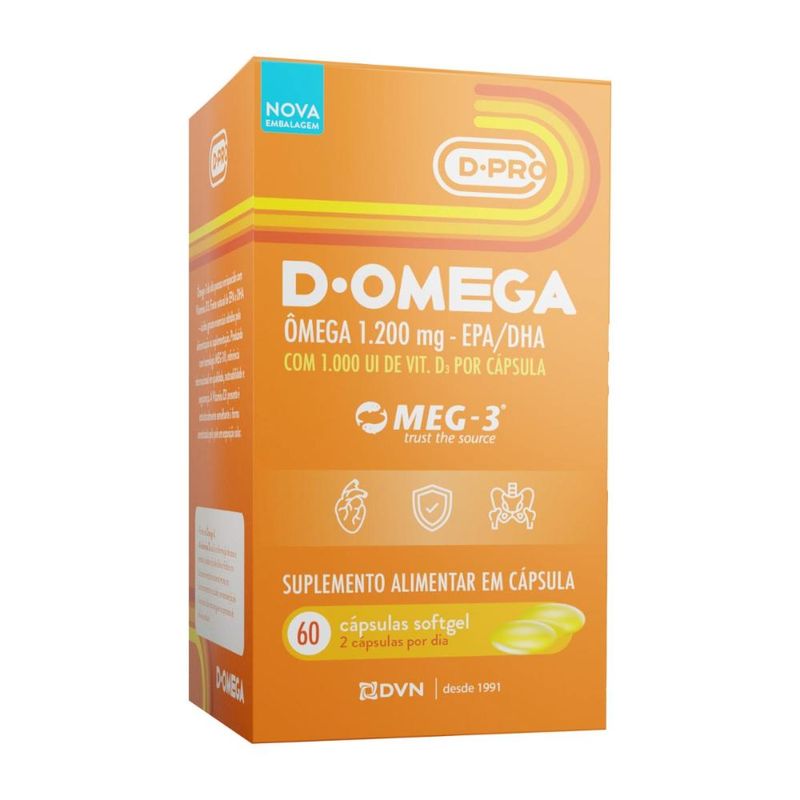Vitamina D 1000UI + Óleo de Peixe com 60 cápsulas - DÔmega