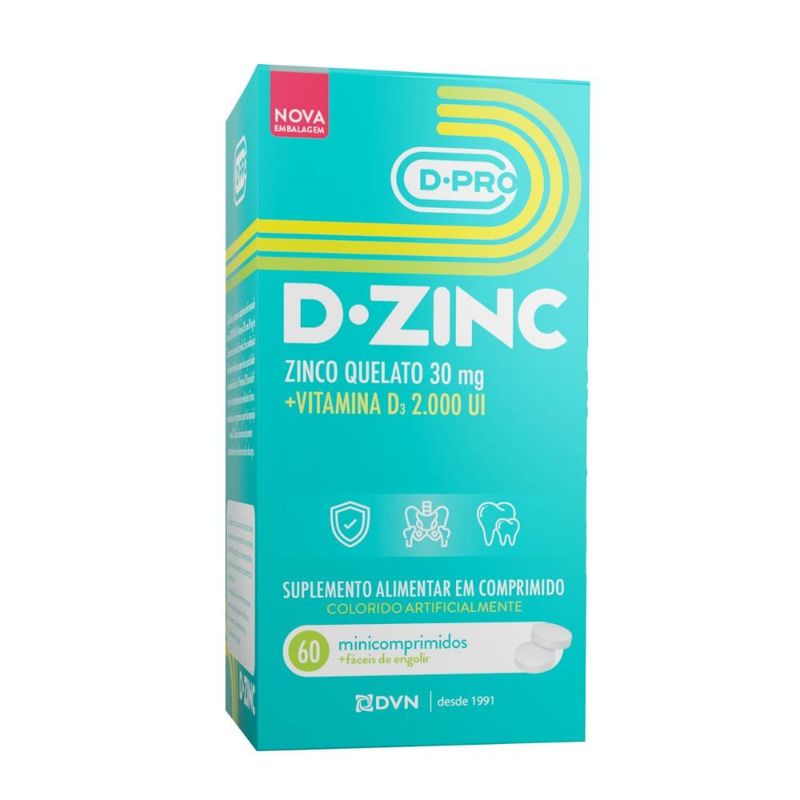 Vitamina D 2000UI + Zinco 30mg com 60 Unidades - DZinc