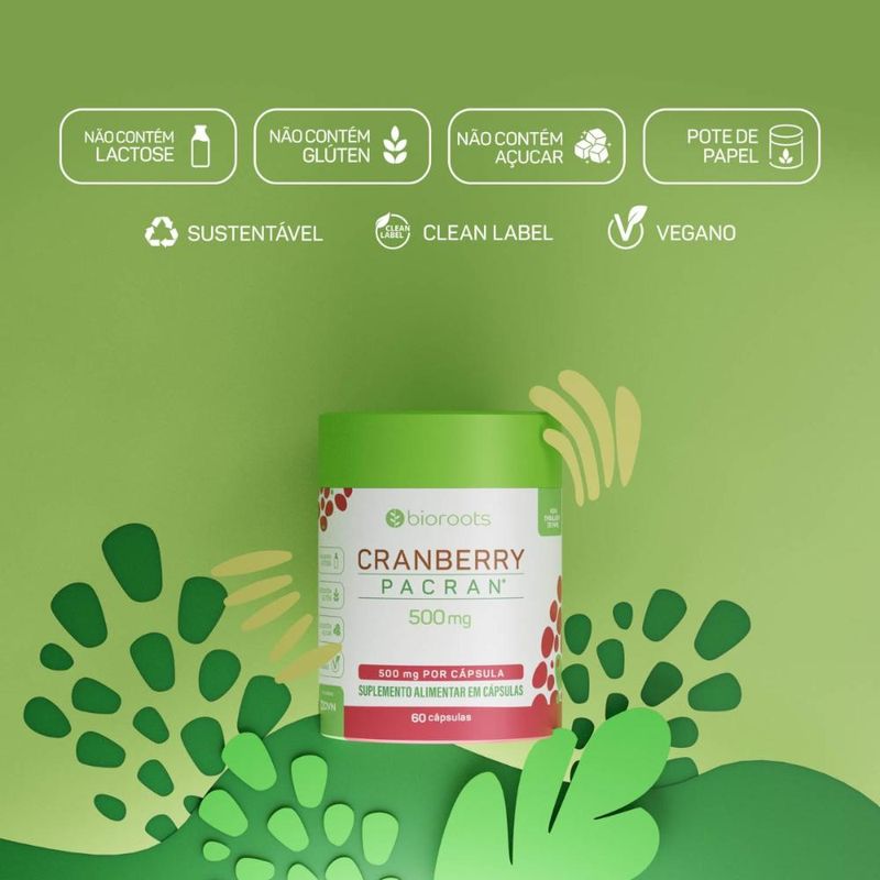Cranberry Pacran 500mg com 60 Cápsulas - Bioroots
