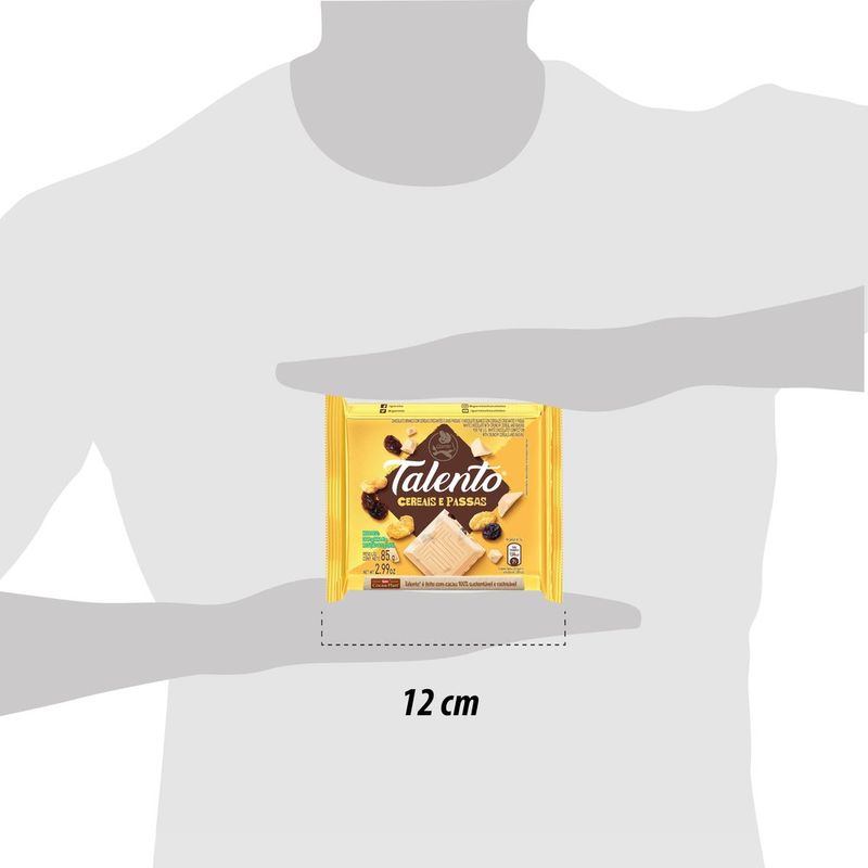 Chocolate Talento Branco com Cereais e Passas 85g