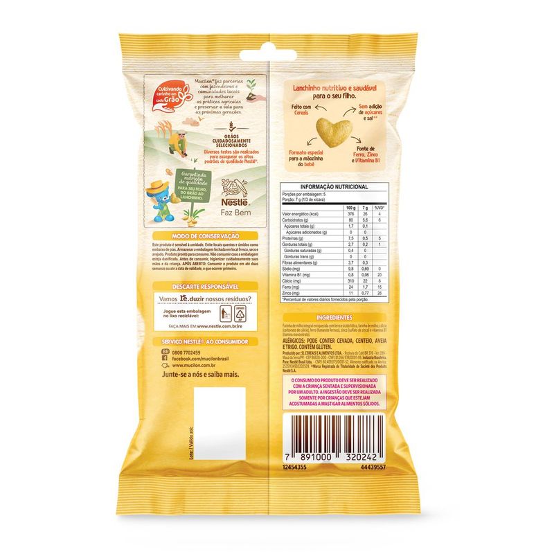 Biscoito Integral Milho Mucilon Meu Primeiro Lanchinho Pacote 35g