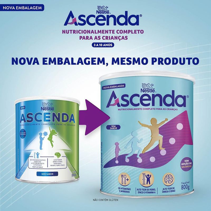 Ascenda Suplemento Alimentar Infantil Sem Sabor - 800g