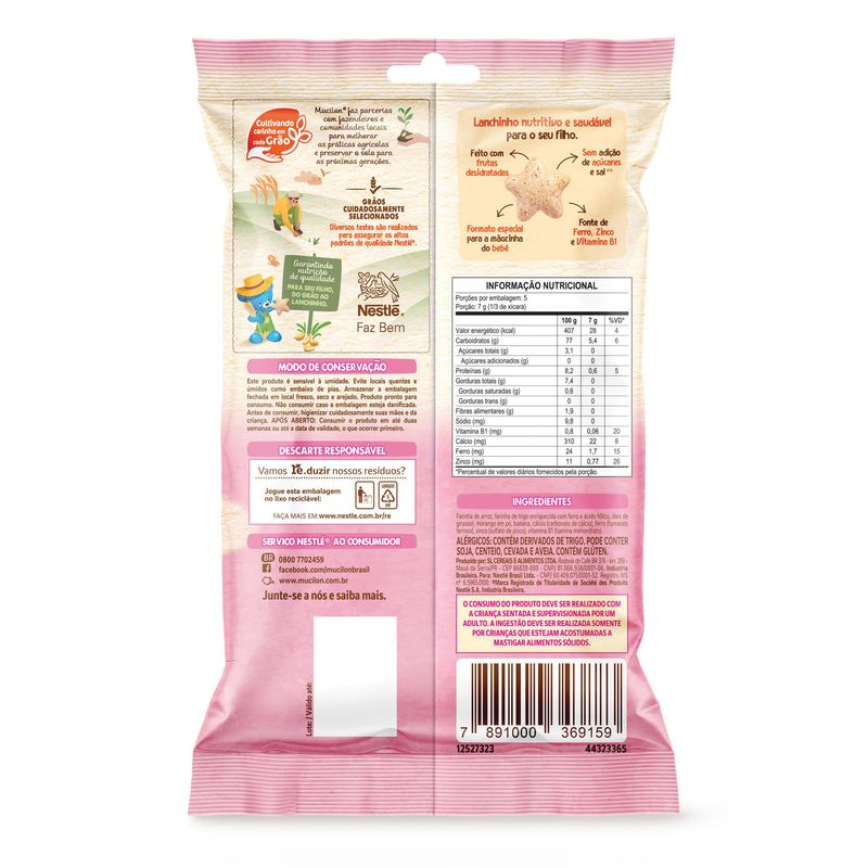 Snack Meu Primeiro Lanchinho Mucilon Morango e Banana - 35g