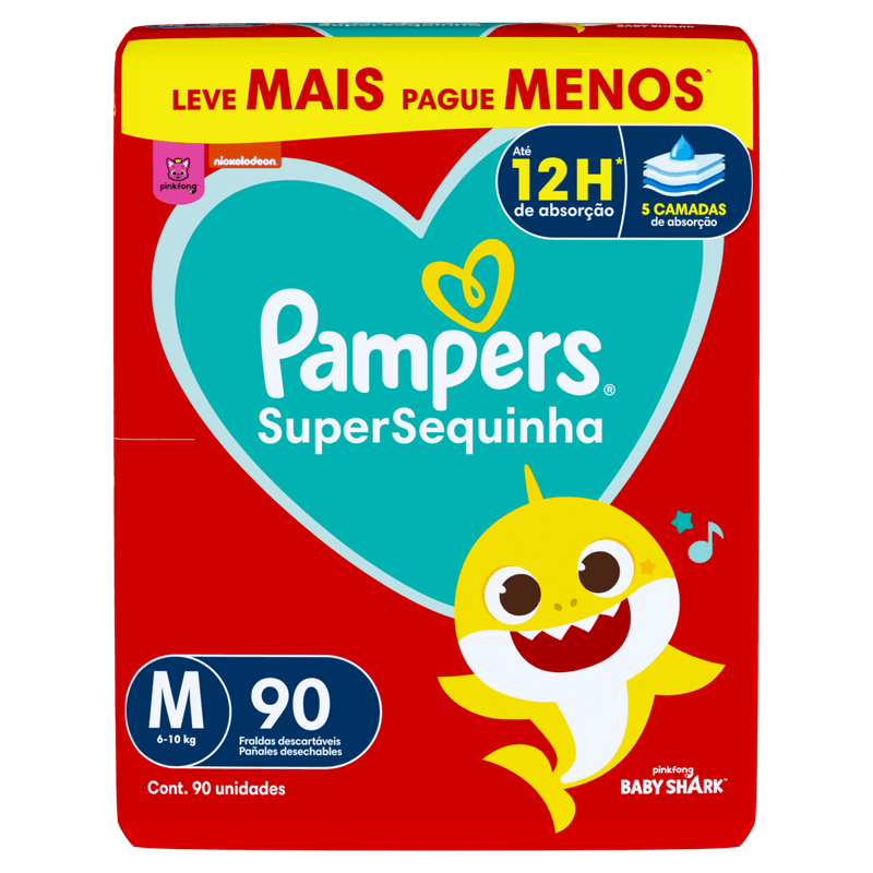 Fralda Infantil Pampers SuperSequinha XG Pacote 90 Unidades