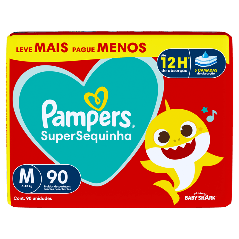 Fralda Infantil Pampers SuperSequinha XG Pacote 90 Unidades