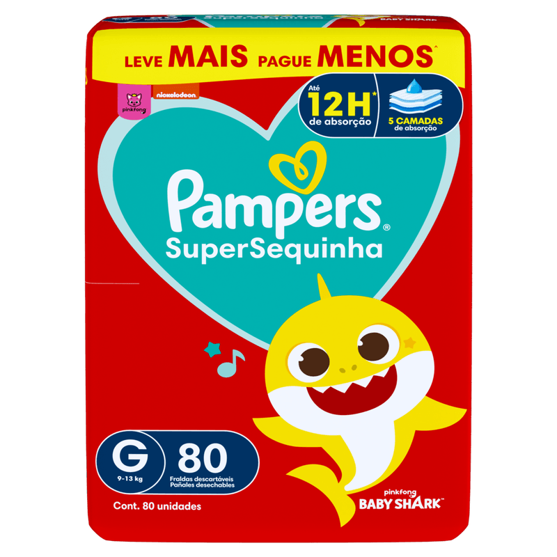 Fralda Infantil Pampers SuperSequinha G 80 Unidades