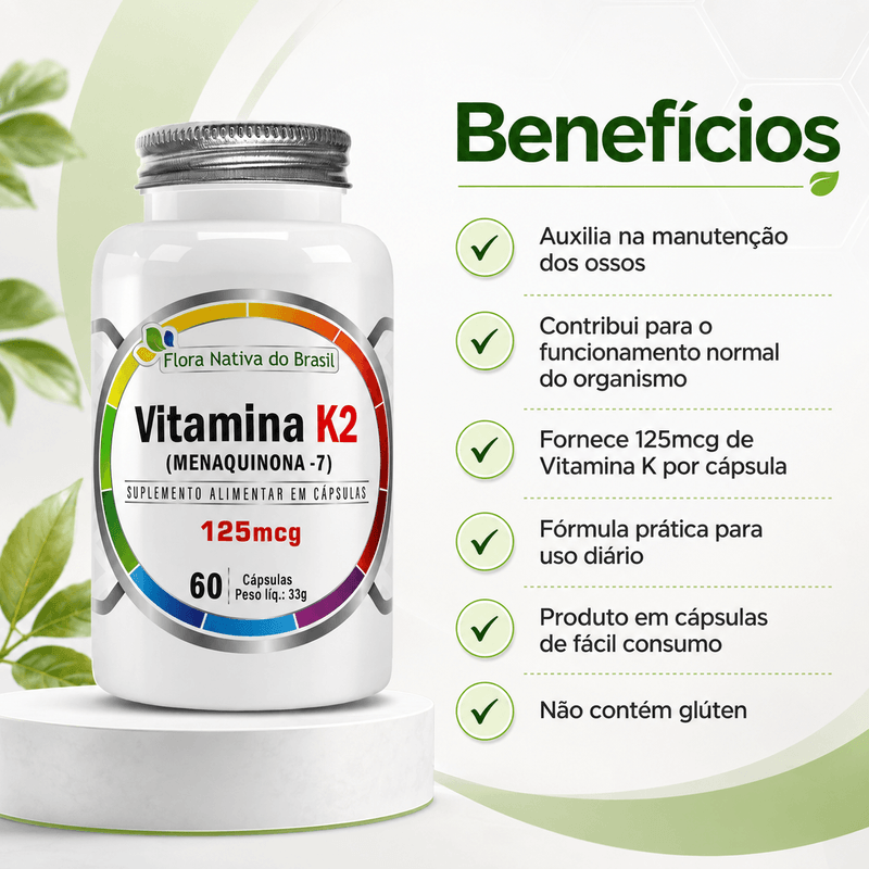 Suplemento Alimentar Vitamina K2 (Menaquinona-7)  - Flora Nativa