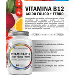 Vitamina B12 + Ácido Fólico + Ferro 500mg C/60 Cápsulas - Flora Nativa