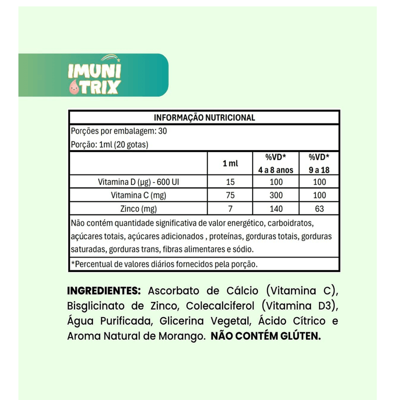 Kit C/3 Imuni Trix kids Morango Solução 30ml - Flora Nativa