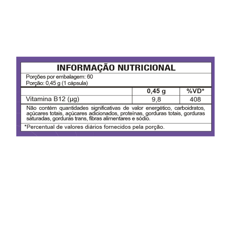 Vitamina B12 Metilcobalamina 9,8mcg 60 Cápsulas  Maltta