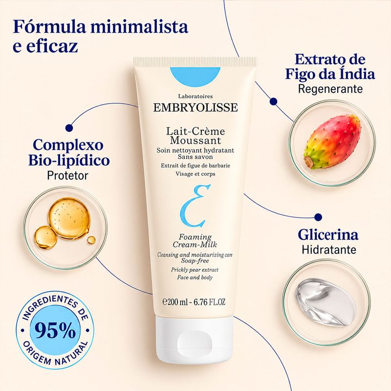 Embryolisse Lait-Crème Moussant - Mousse de Limpeza Hidratante 200ml